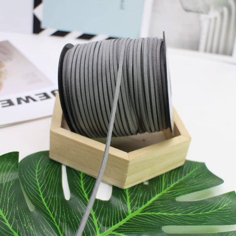 Pamir Tong Faux Leather Cord for Jewelry Making 100 Yards 2.6mm Thin Suede String Rope Gray Bracelet Cords DIY Crafts String for Necklace-Dream Catcher Supplies-Hat- Walking Stick - Image 5